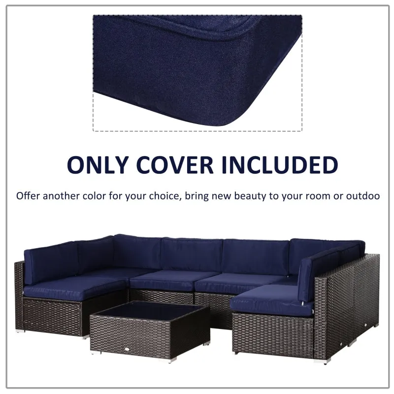 14pc Patio Rattan Sofa Set Cushion Cover - Blue