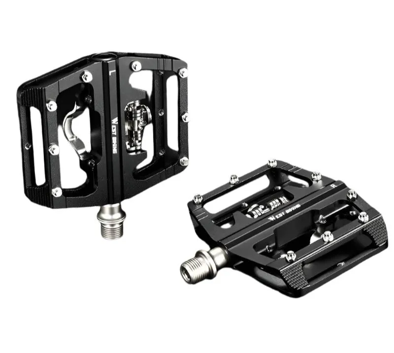 2 In 1 Bicycle Pedals MTB Road Bike SPD Self-Locking Pedal 3 Bearings Anti-slip Flat Pedals Cycling Part Accessories