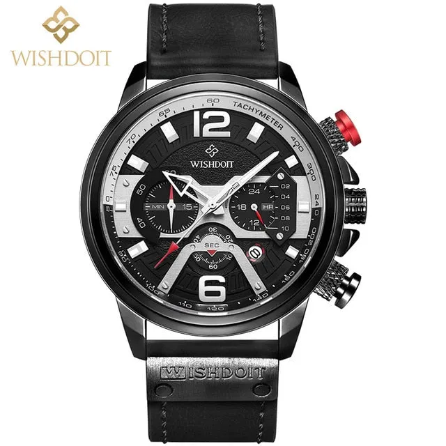 2021 New Fashion Waterproof Men's Watch Top Brand Luxury Leather Square Large Dial Sports Quartz Chronograph Relogio Masculi