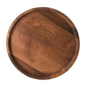 Acacia Wood Tray Round 33cm Dark Brown