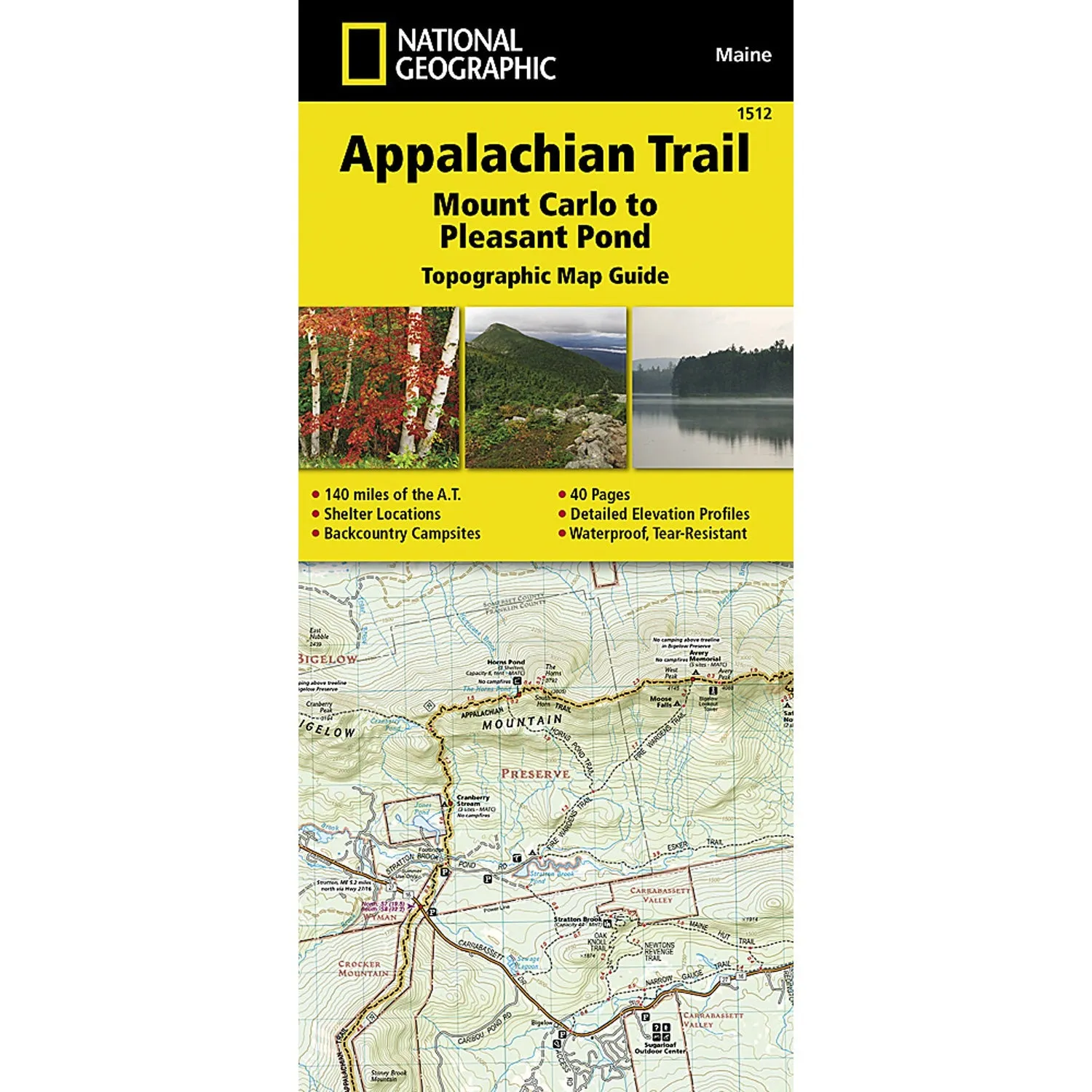 Appalachian Trail Map, Mount Carlo to Pleasant Pond [Maine]