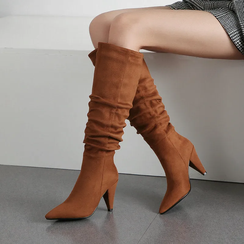 Autumn And Winter Pointed Cone-Shaped High-Heeled Fashion Boots Long Tube Boots