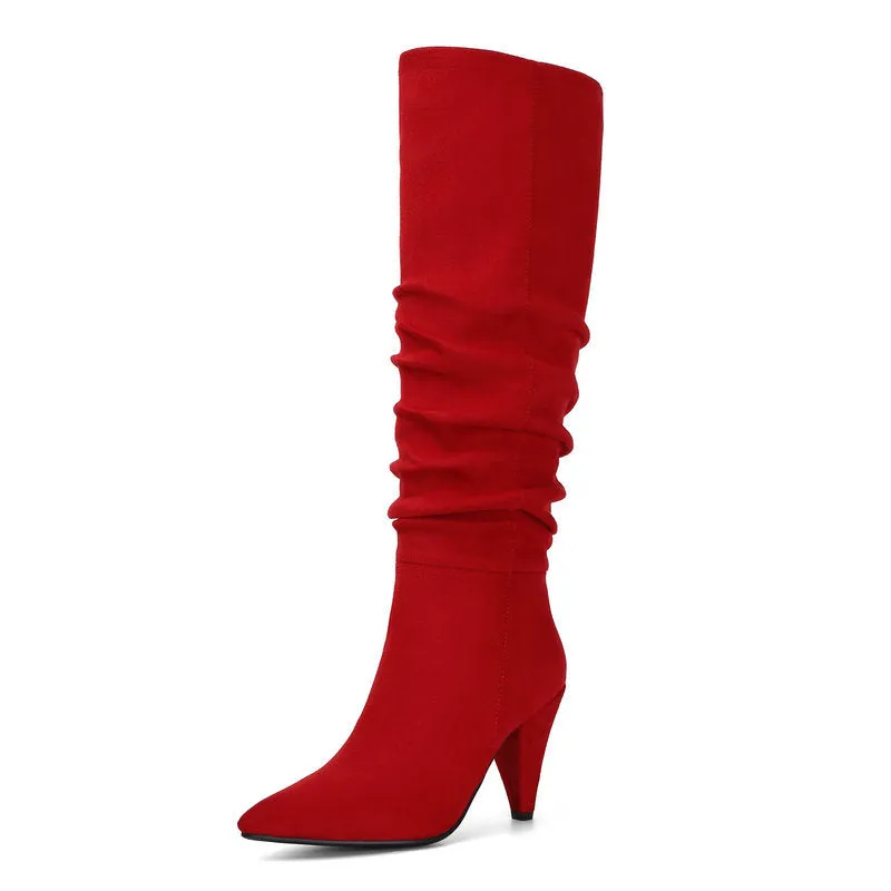 Autumn And Winter Pointed Cone-Shaped High-Heeled Fashion Boots Long Tube Boots