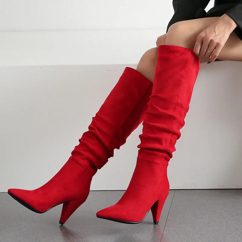 Autumn And Winter Pointed Cone-Shaped High-Heeled Fashion Boots Long Tube Boots