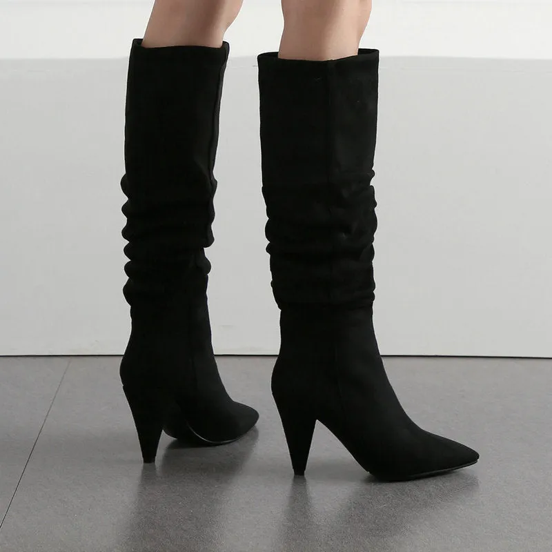 Autumn And Winter Pointed Cone-Shaped High-Heeled Fashion Boots Long Tube Boots