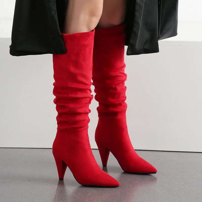 Autumn And Winter Pointed Cone-Shaped High-Heeled Fashion Boots Long Tube Boots