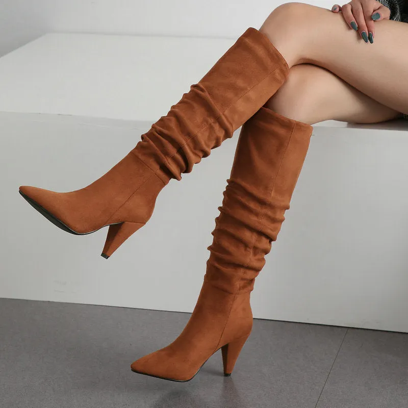 Autumn And Winter Pointed Cone-Shaped High-Heeled Fashion Boots Long Tube Boots