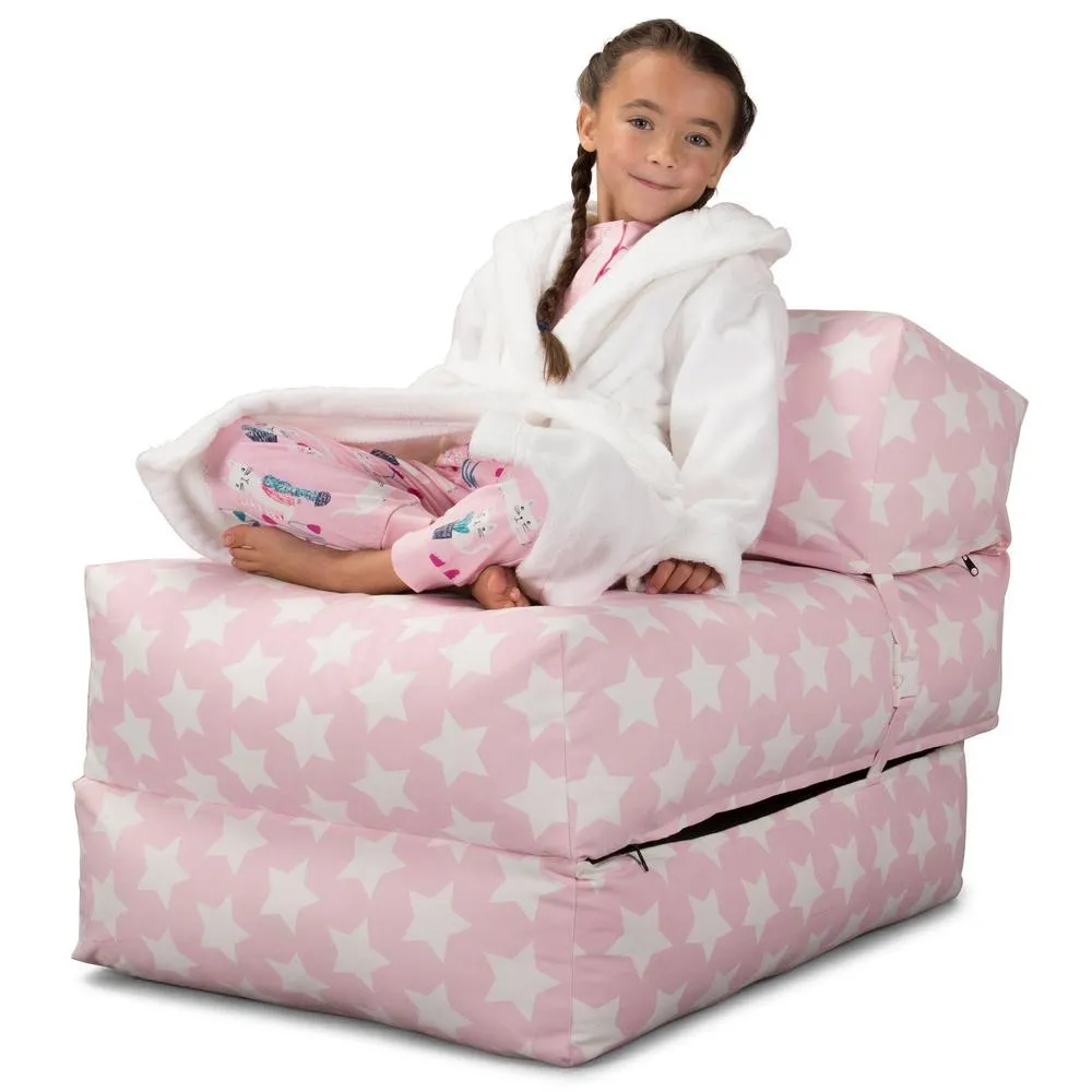 Avery Futon Chair Bed Single - Print Pink Star