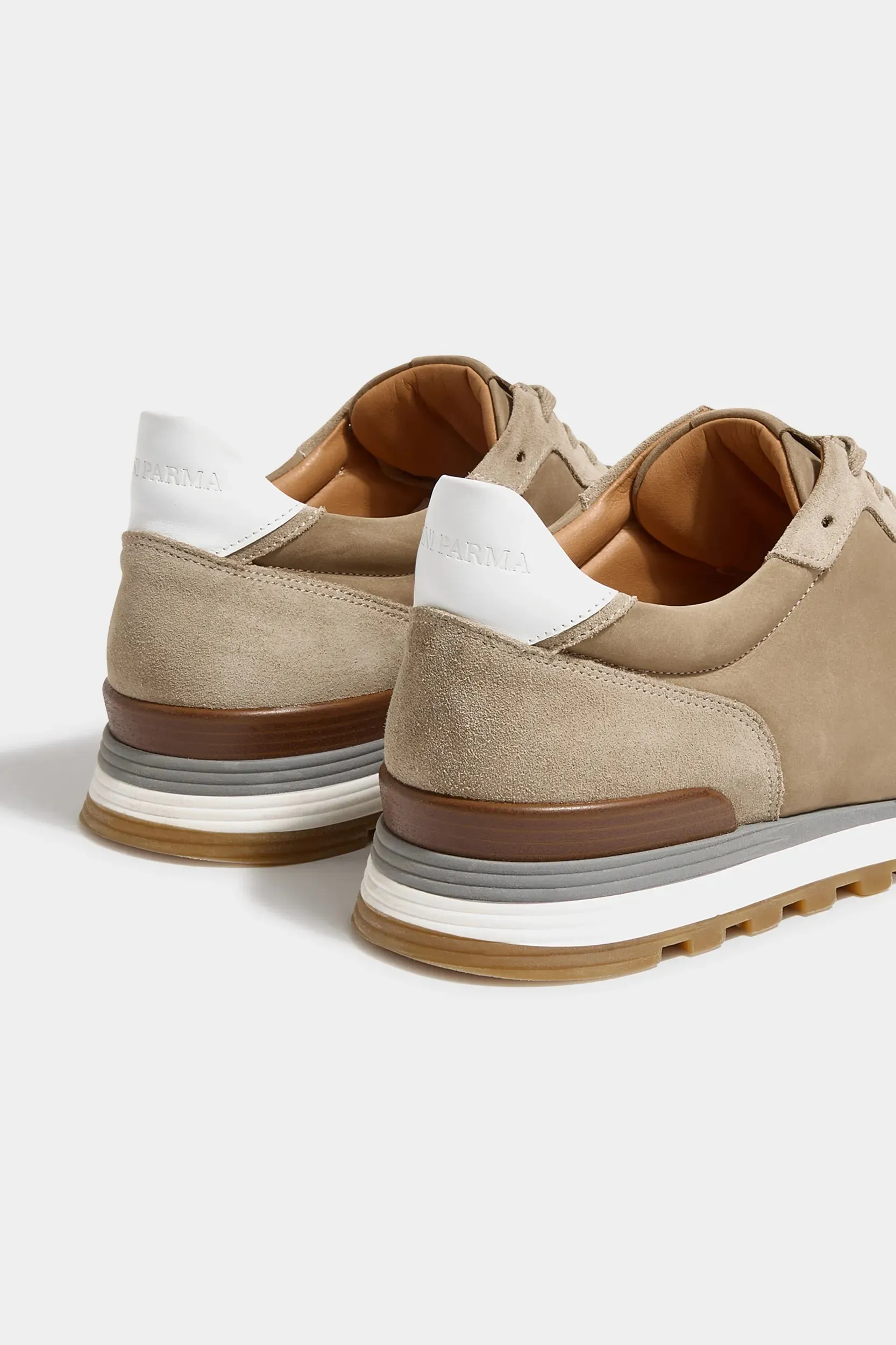 Beige nabuk and suede runners - Made In Italy