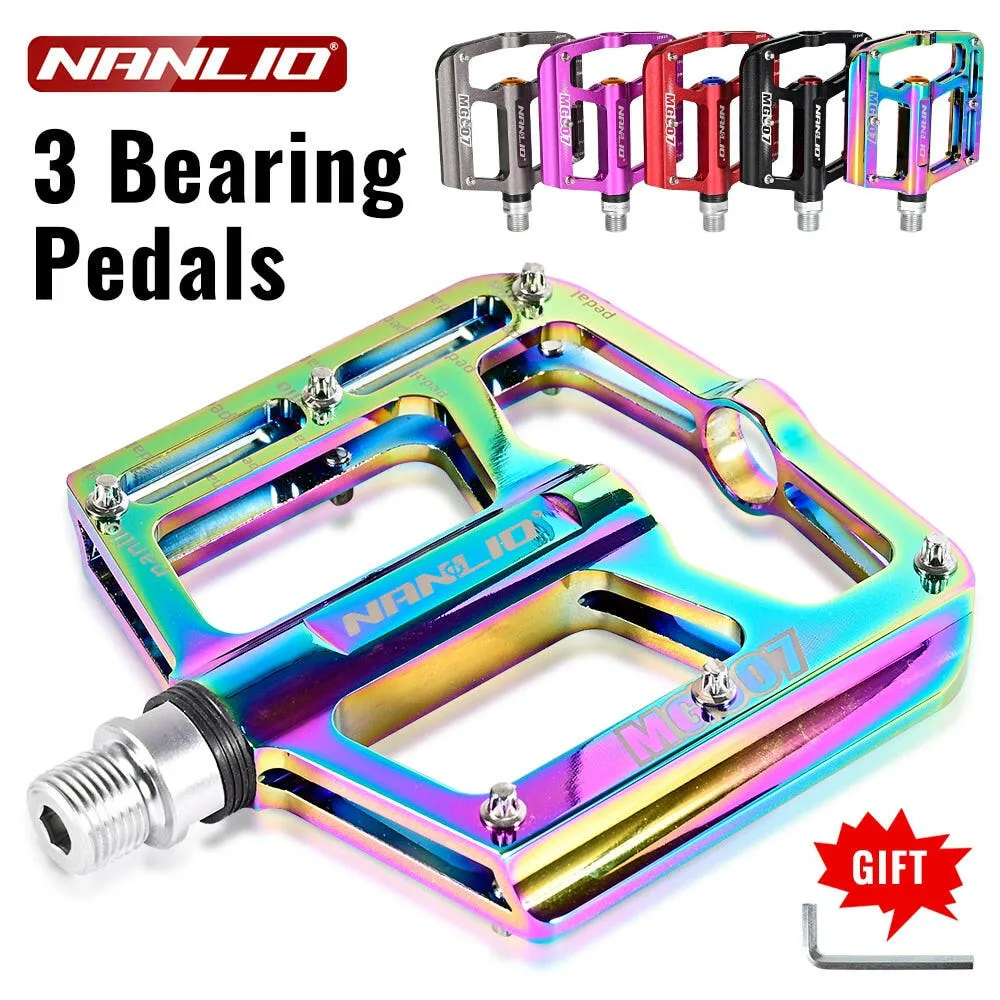 Bicycle Pedals NanLio MG007 Ultralight 3 Sealed Bearings Cycling Aluminium Alloy MTB Pedals Bike Flat BMX Bike Accessories