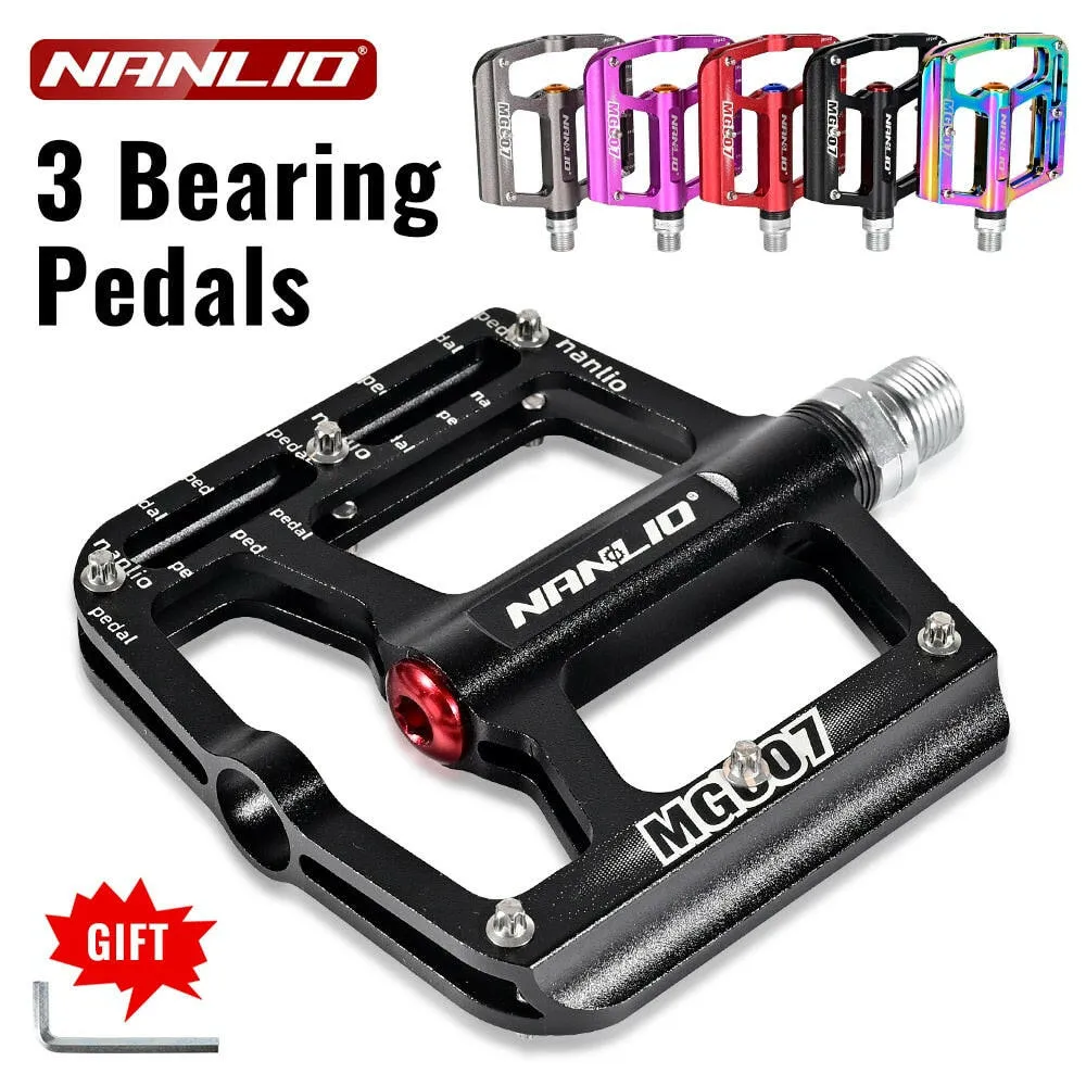 Bicycle Pedals NanLio MG007 Ultralight 3 Sealed Bearings Cycling Aluminium Alloy MTB Pedals Bike Flat BMX Bike Accessories