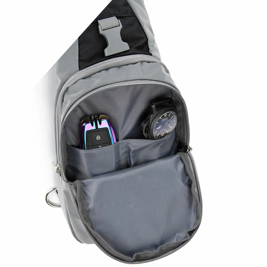 Black Reflective Sling Bag, Small Trekking Bag, Riderbag Unisex