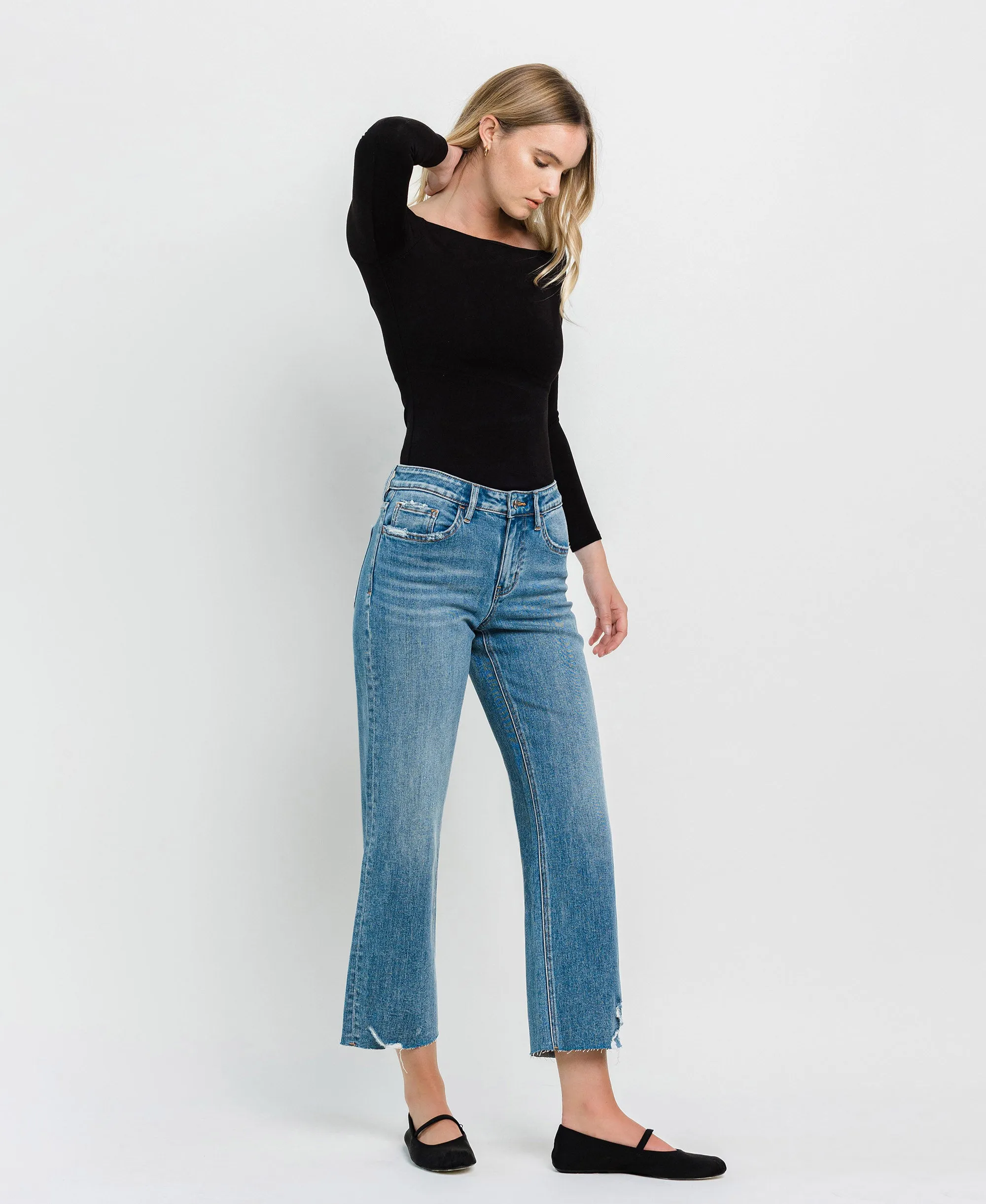 Brandon Mountain - High Rise Crop Slim Wide Jeans