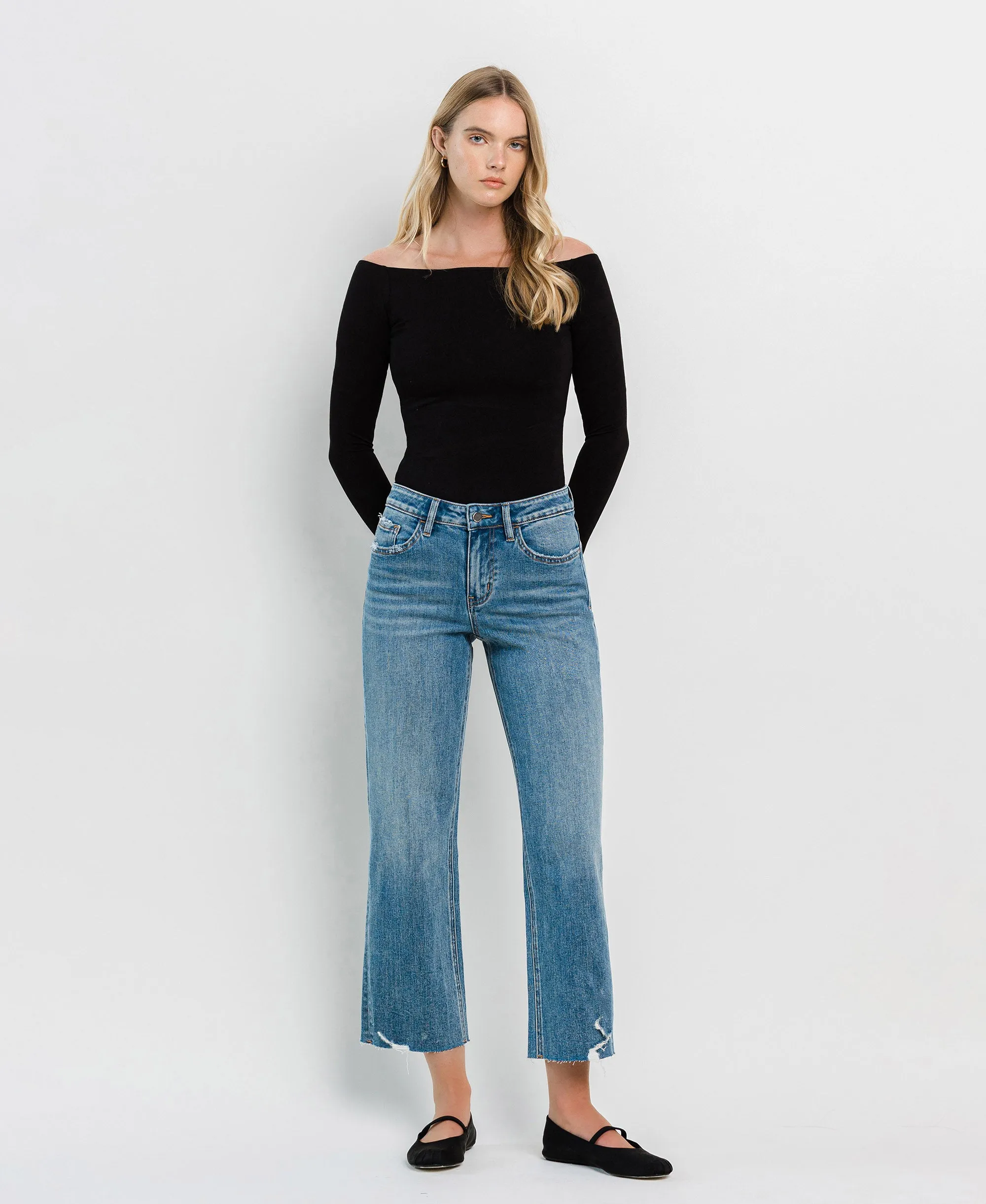 Brandon Mountain - High Rise Crop Slim Wide Jeans