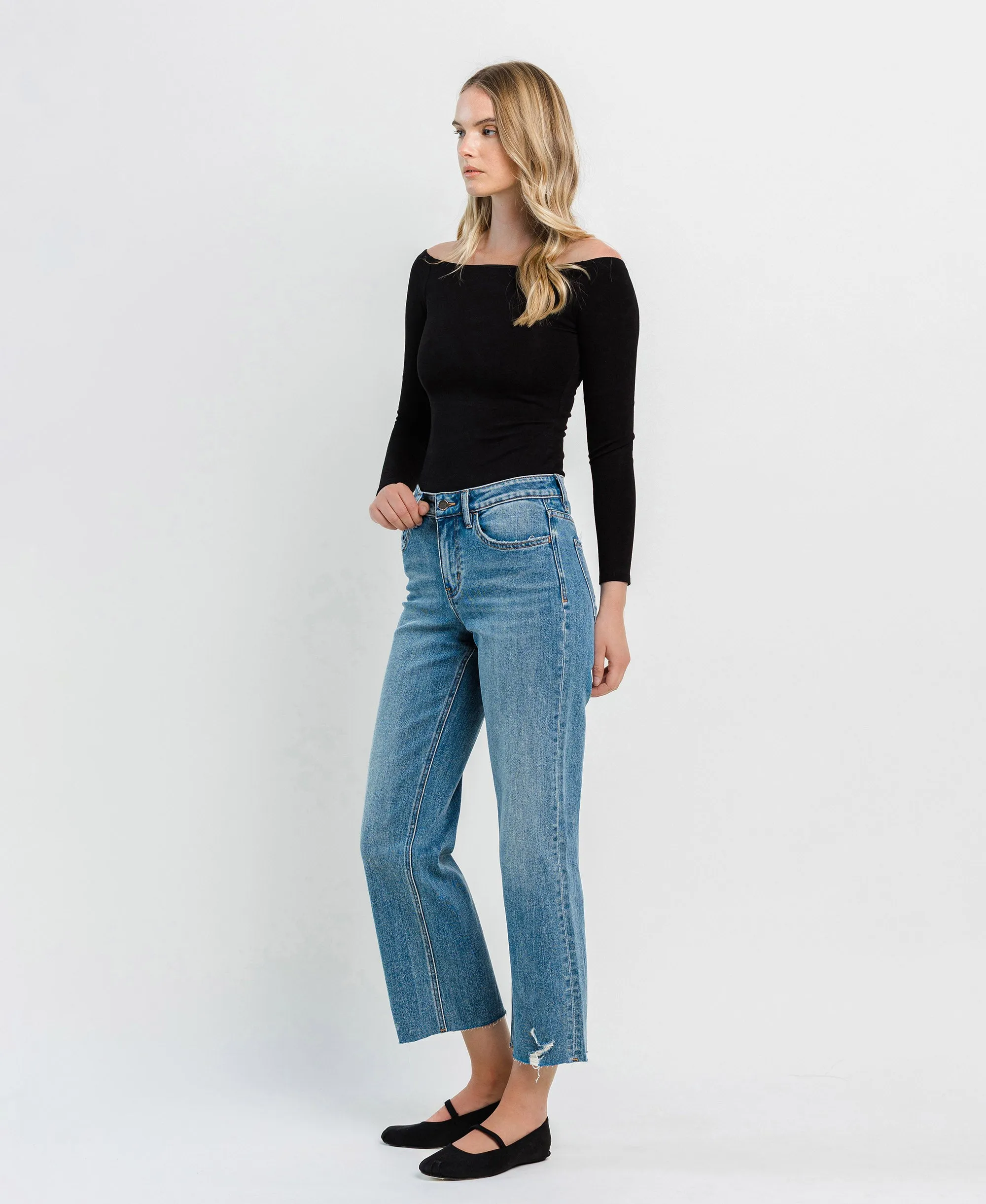 Brandon Mountain - High Rise Crop Slim Wide Jeans