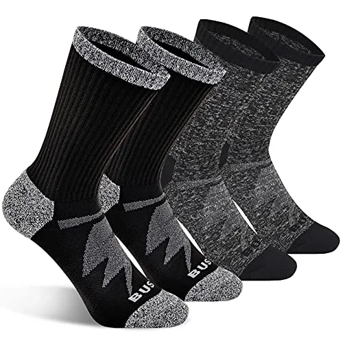 Busy Socks Womens Novelty Patterned Cushion Comfort Sport Hiking Crew Socks Size 9-11, Rib Working Boots Socks, Medium, 2 Pairs Black   2 Pairs Dark Grey