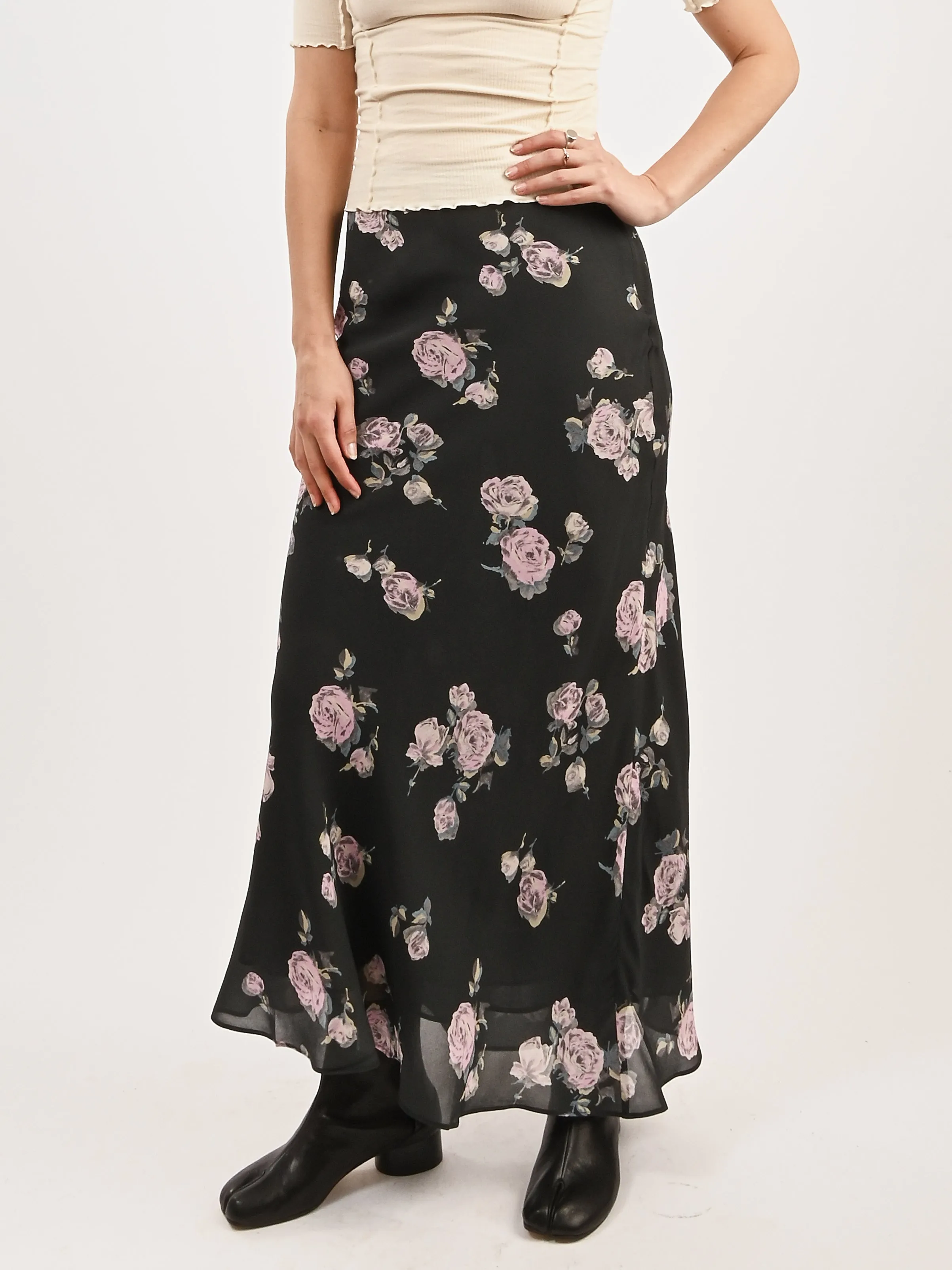 Climbing Ivy Fluid Crepe Maxi Skirt