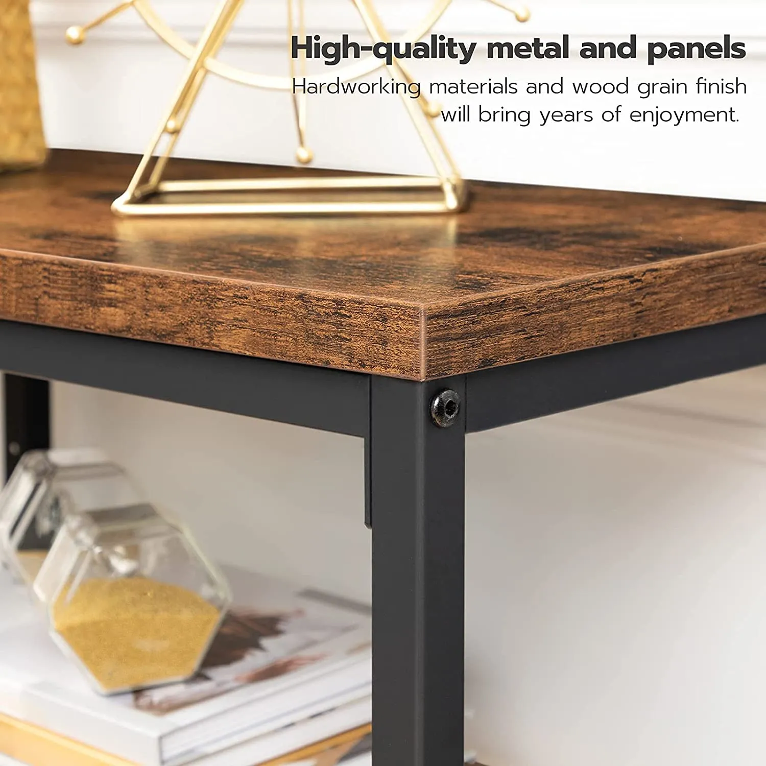 Console Table, 4-Tier Industrial Bookshelf, Narrow Entryway Table, Sofa Table