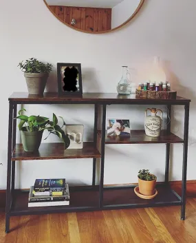 Console Table, 4-Tier Industrial Bookshelf, Narrow Entryway Table, Sofa Table