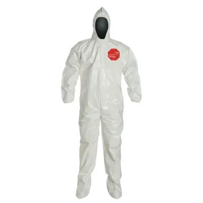 DuPont™ Tychem® SL Coveralls with attached Hood and Socks, White, 4X-Large, SL128TWH4X000600