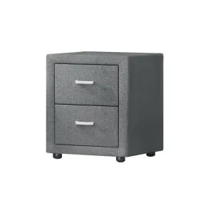 Fabric Bedside Table - Grey