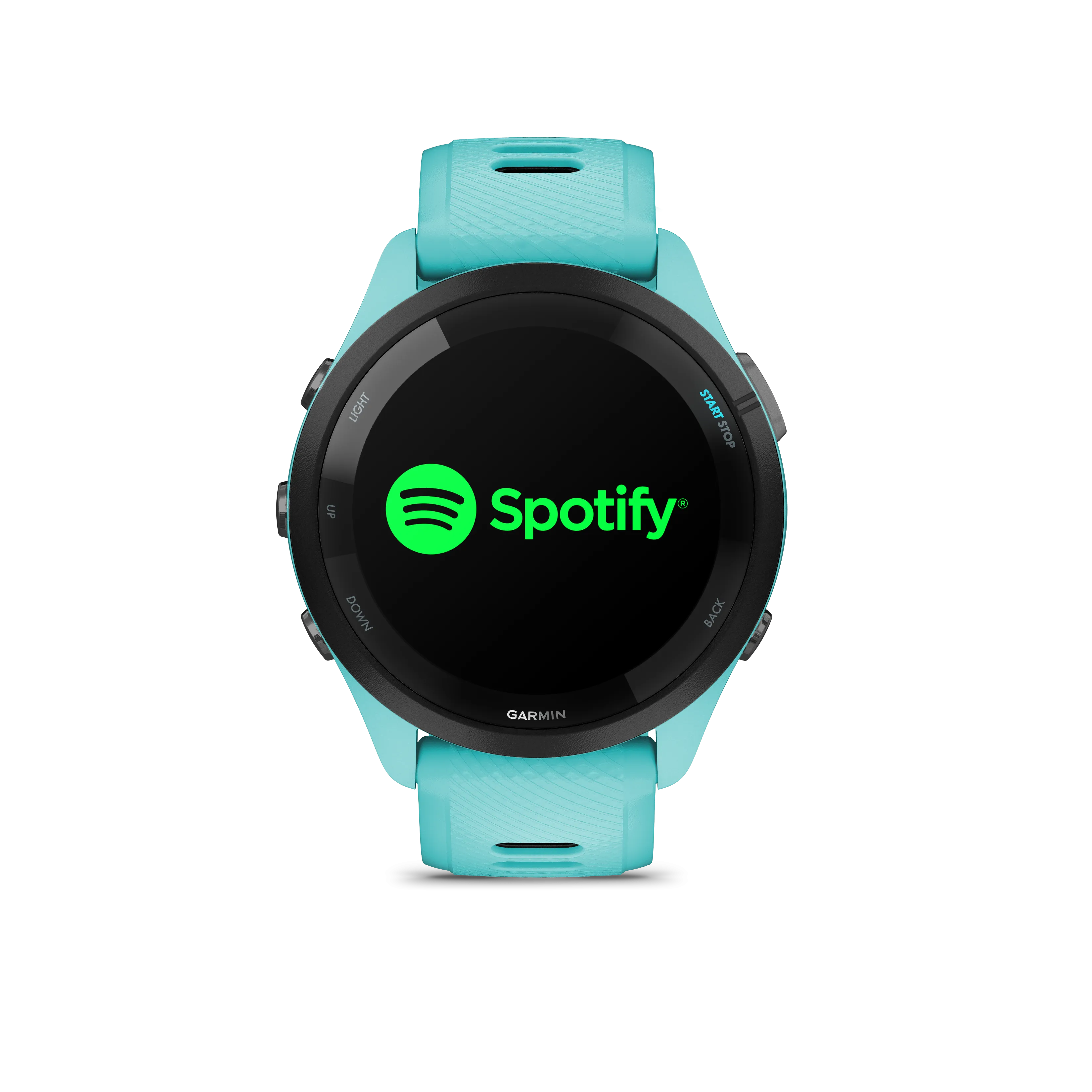 Forerunner® 265 (Black Bezel with Aqua Case and Aqua/Black Silicone Band)