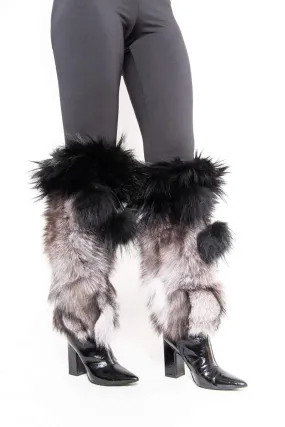 Fox Fur Boot Covers With Pom Pom