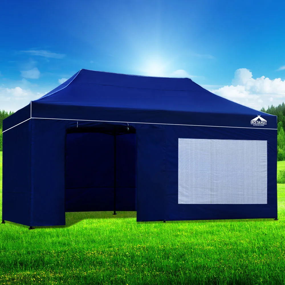 Instahut Gazebo Pop Up Marquee 3x6m Folding Wedding Tent Gazebos Shade Blue