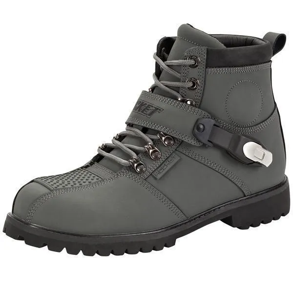 Joe Rocket 'Big Bang 2.0' Mens Grey Leather Motorcycle Boot