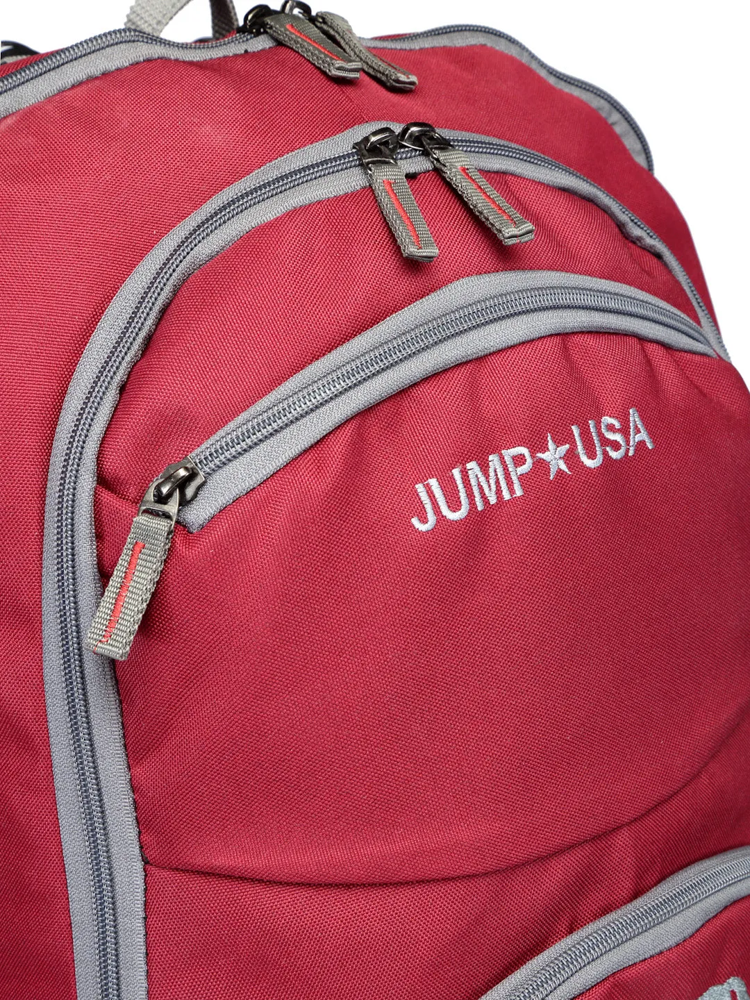 JUMP USA Unisex Maroon & Grey Travel Brand Logo Rucksack