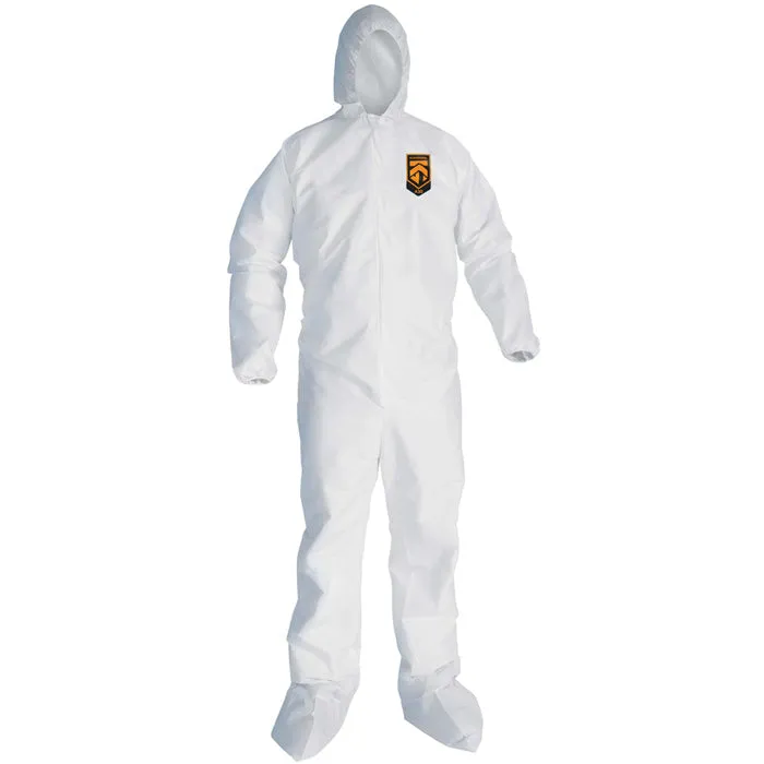 KleenGuard A30 Disposable Coverall with Hood and Boot Covers, White Full-Body X-Large Size 25/Case