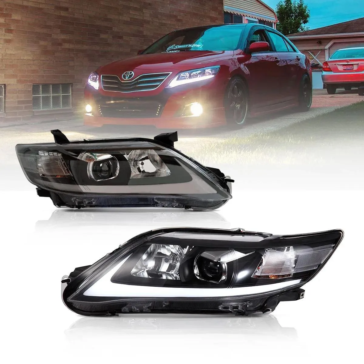 LED Headlight Assembly Projector For 2010-2011 Toyota Camry 6th Gen XV40 Facelift Regular Models Sedan