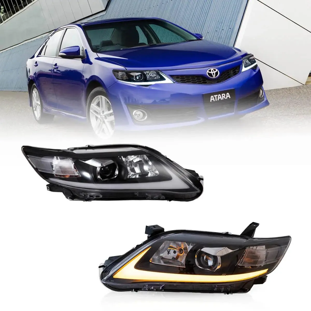 LED Headlight Assembly Projector For 2010-2011 Toyota Camry 6th Gen XV40 Facelift Regular Models Sedan