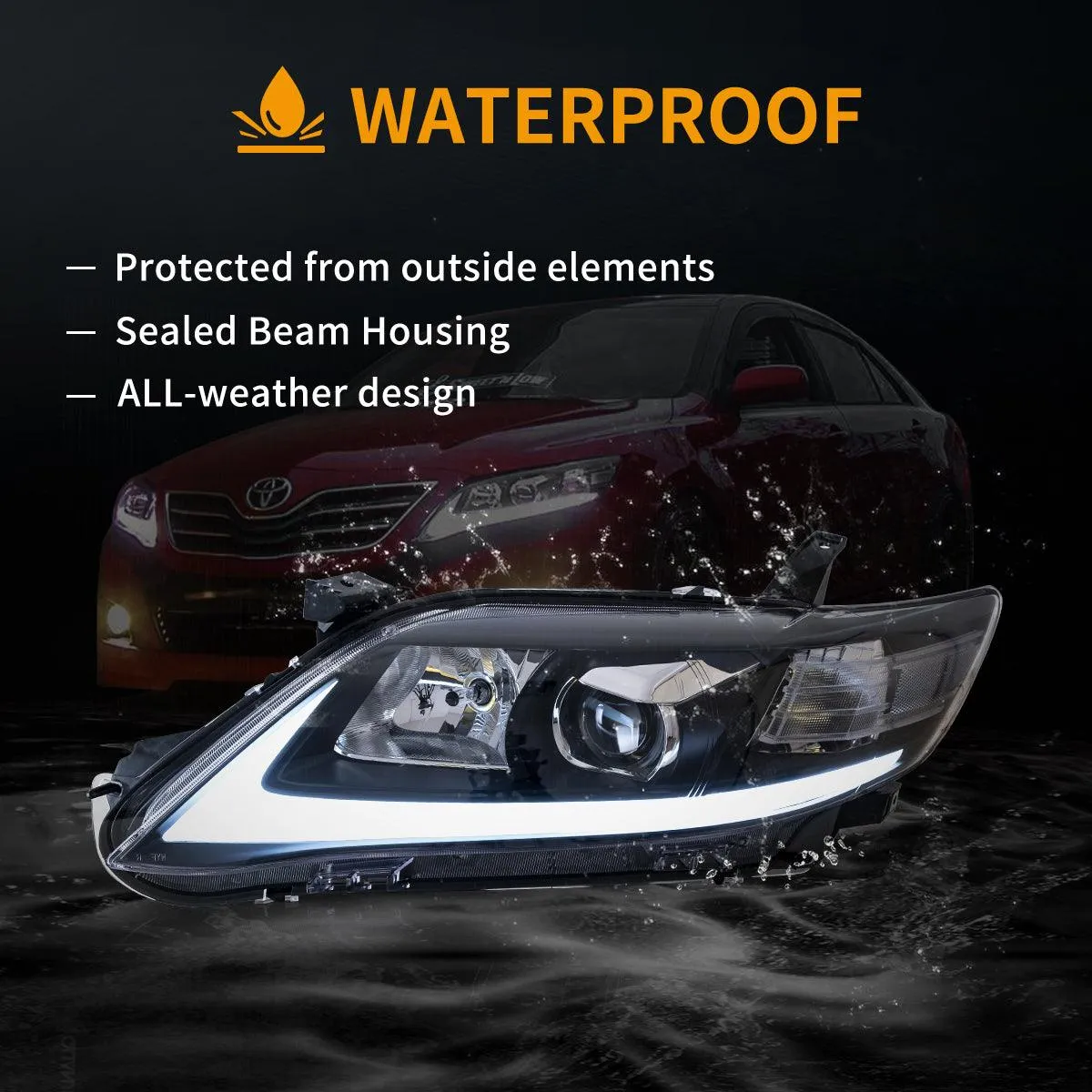 LED Headlight Assembly Projector For 2010-2011 Toyota Camry 6th Gen XV40 Facelift Regular Models Sedan