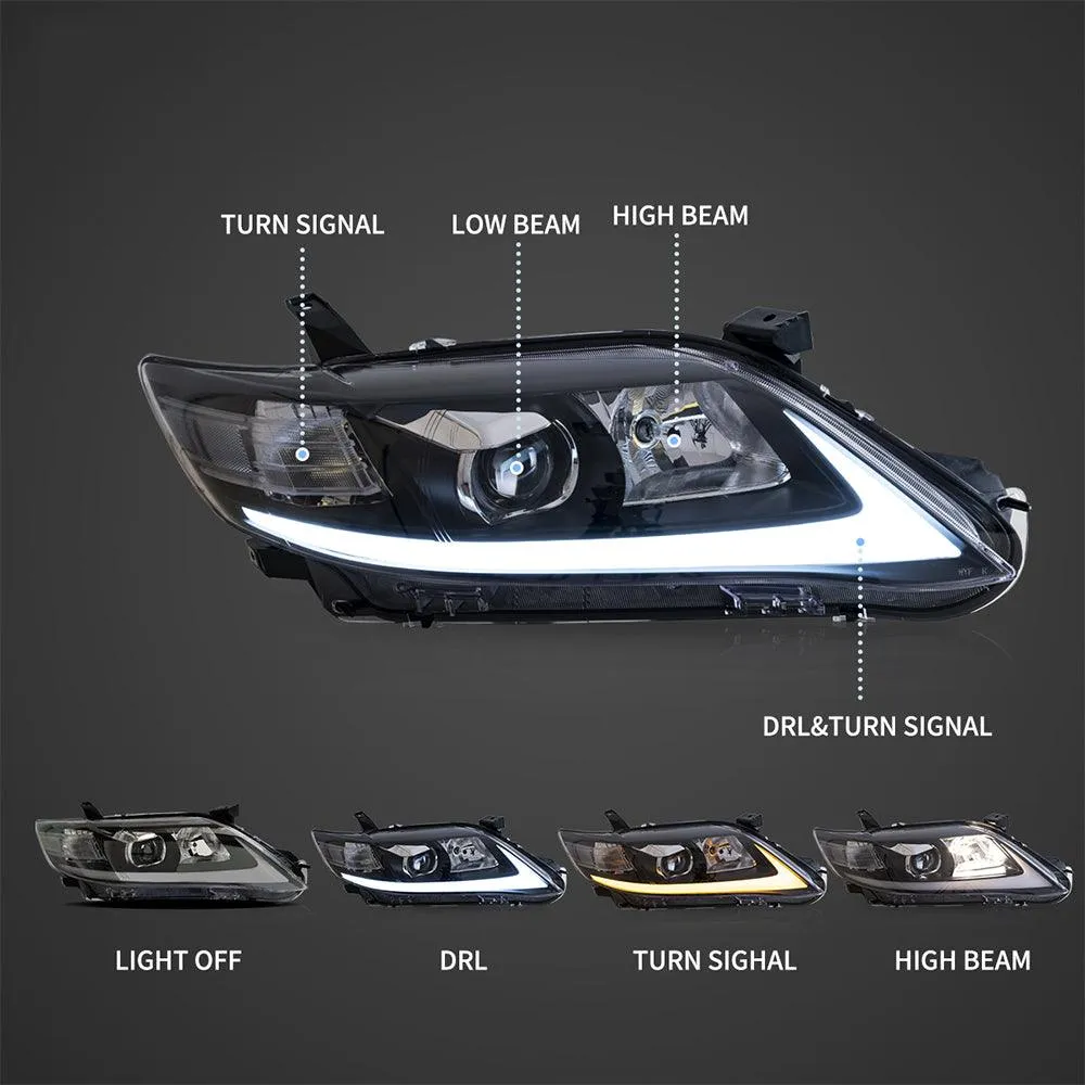 LED Headlight Assembly Projector For 2010-2011 Toyota Camry 6th Gen XV40 Facelift Regular Models Sedan