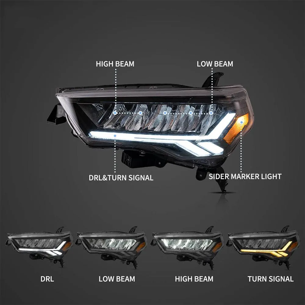 LED Headlight Assembly Reflection Bowl Chrome For 2014-2022 Toyota 4Runner 5th Gen (N280）