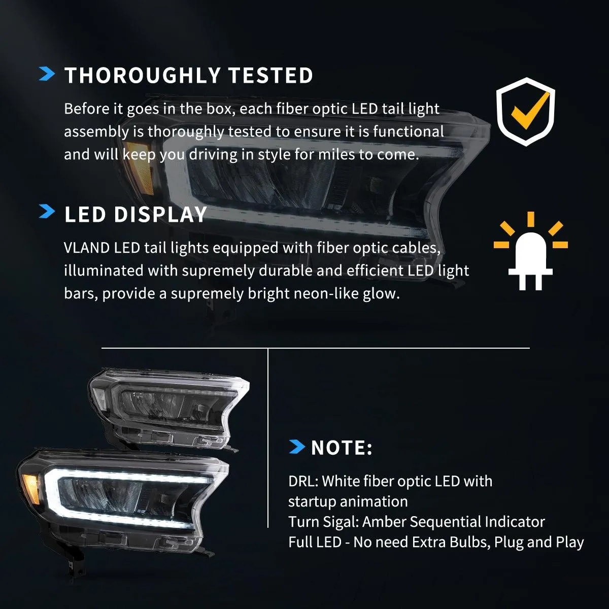 LED Headlight Assembly Reflection Bowl For 2015-2022 Ford Ranger 3th Gen P375 [Internation Types]