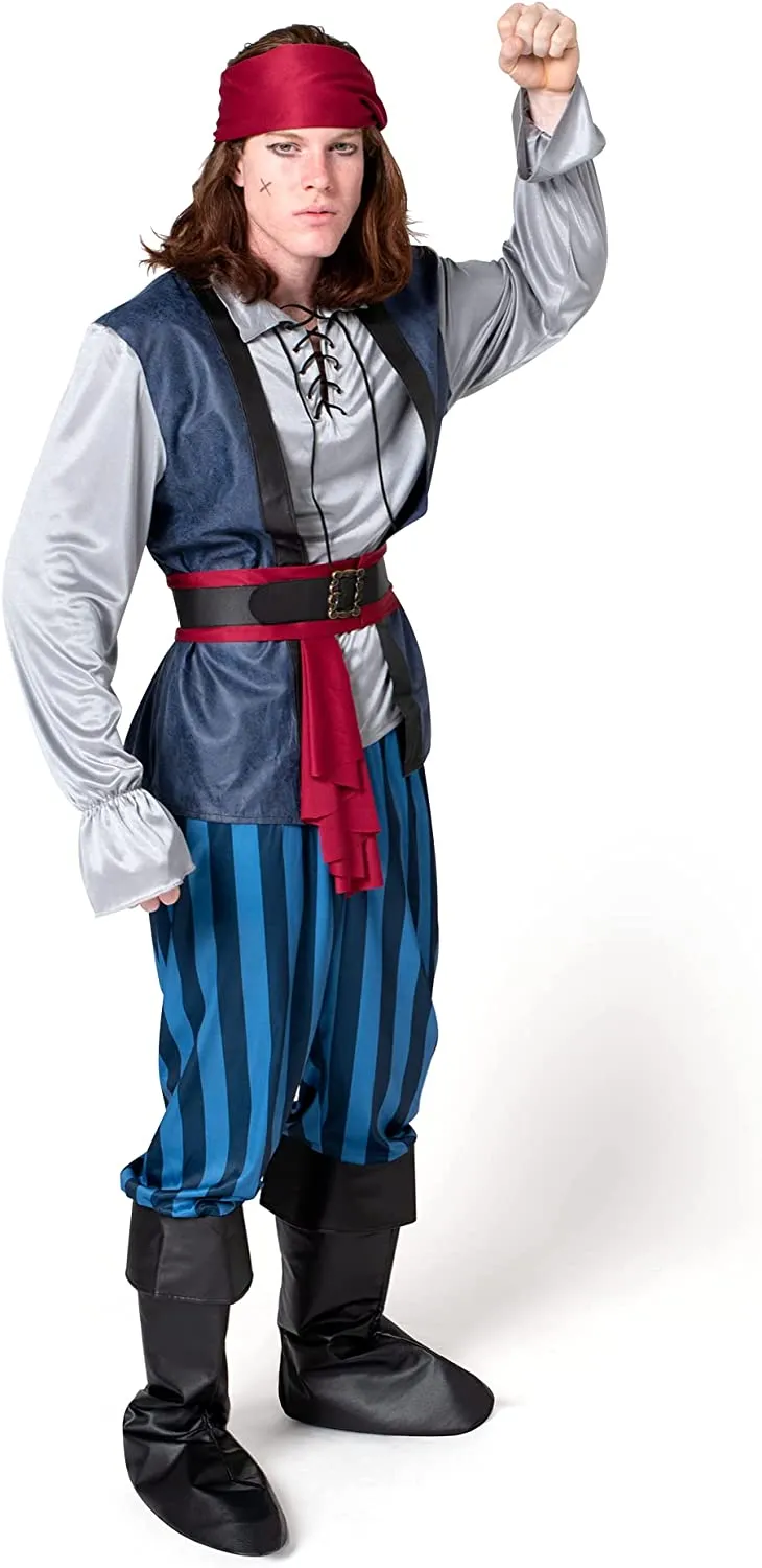 Men Blue Pirate Costume - Adult