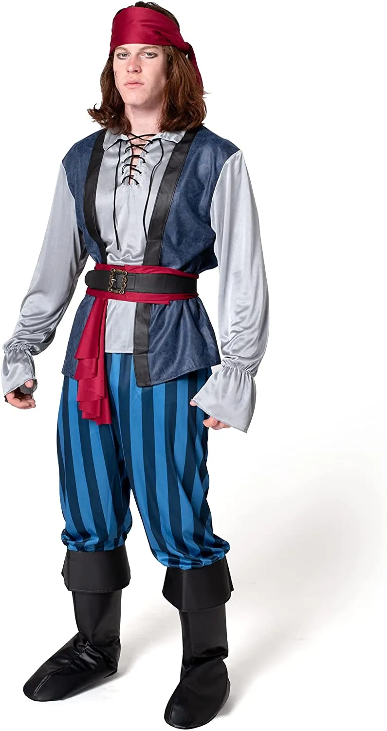 Men Blue Pirate Costume - Adult