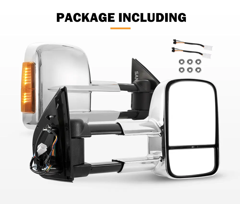 Pair Chrome Towing Extendable Side Mirrors for Holden Colorado RG MY2013-MY2020