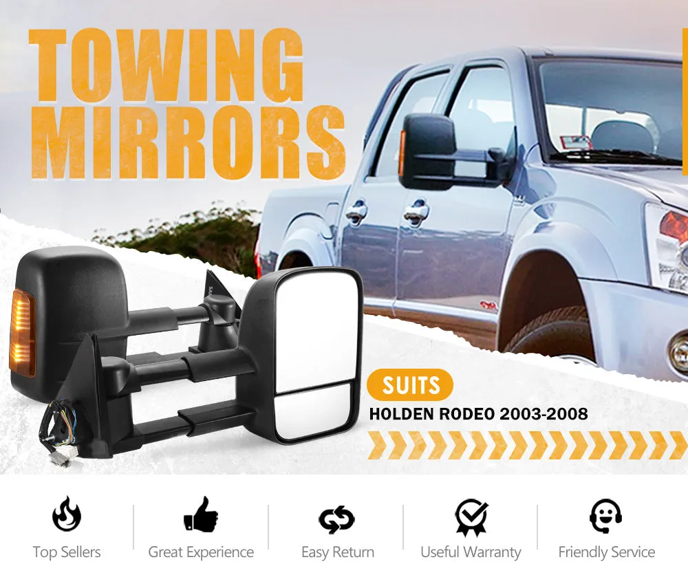 Pair Extendable Towing Side Mirrors for Holden Rodeo 2003-2008