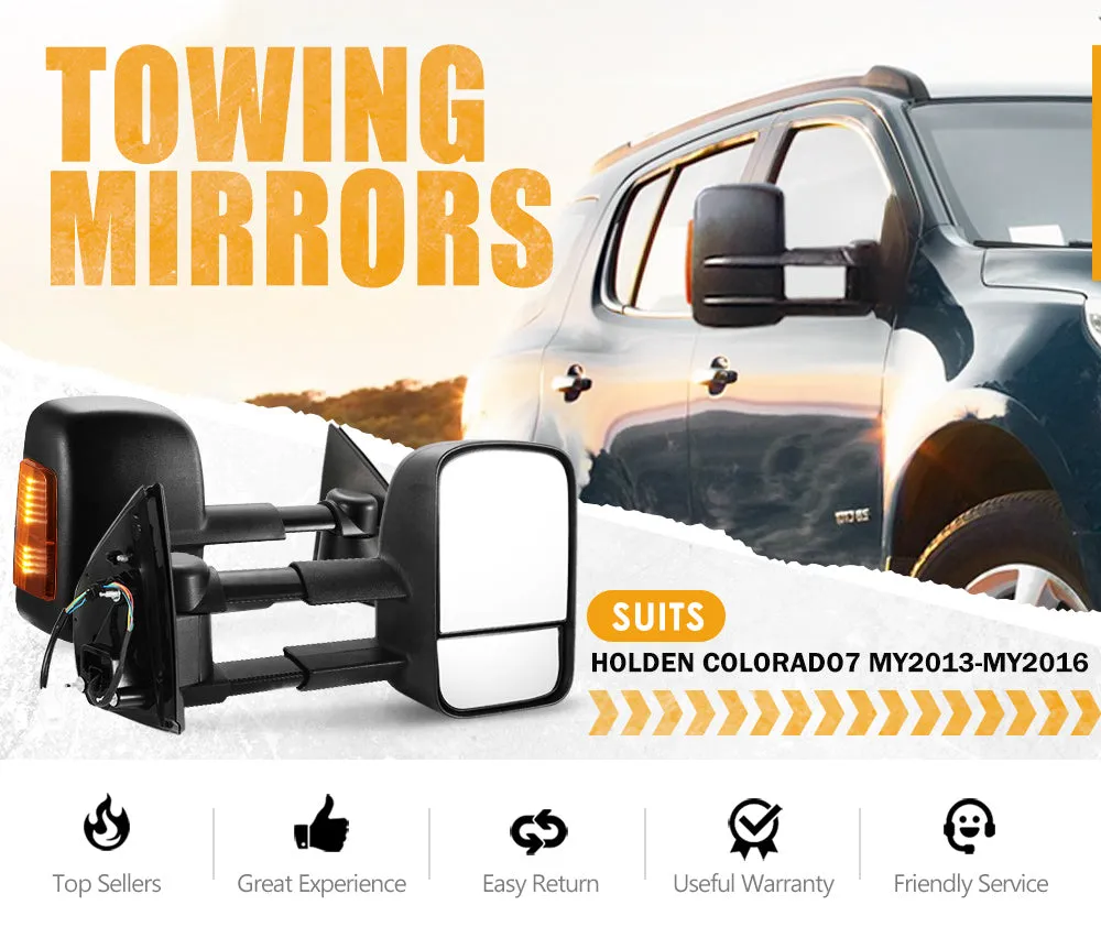 Pair Towing Extendable Side Mirrors for Holden Colorado7 MY2013-MY2016