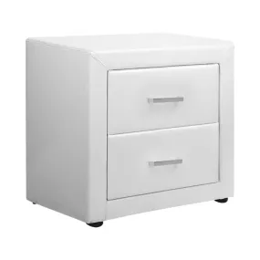 PVC Leather Bedside Table - White