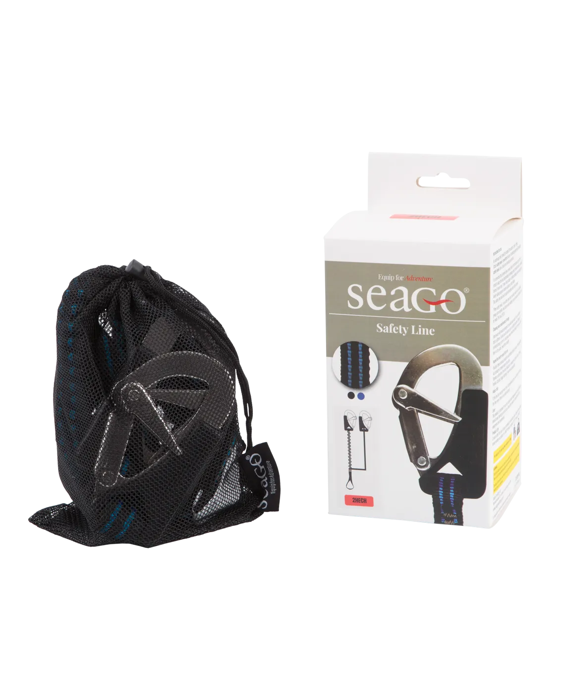 Seago Safety Tether Line 2 Hook with Cow Hitch Loop & Elasticated Webbing