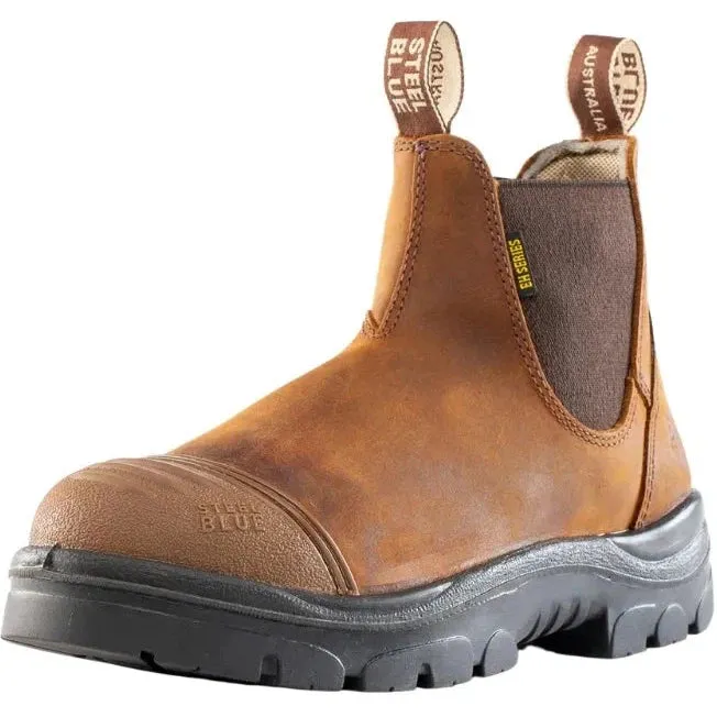 Steel Blue Men's Hobart Scuff Steel Toe Slip Resist Work Boot -Brown- 812967