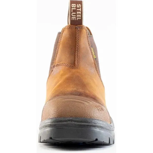 Steel Blue Men's Hobart Scuff Steel Toe Slip Resist Work Boot -Brown- 812967