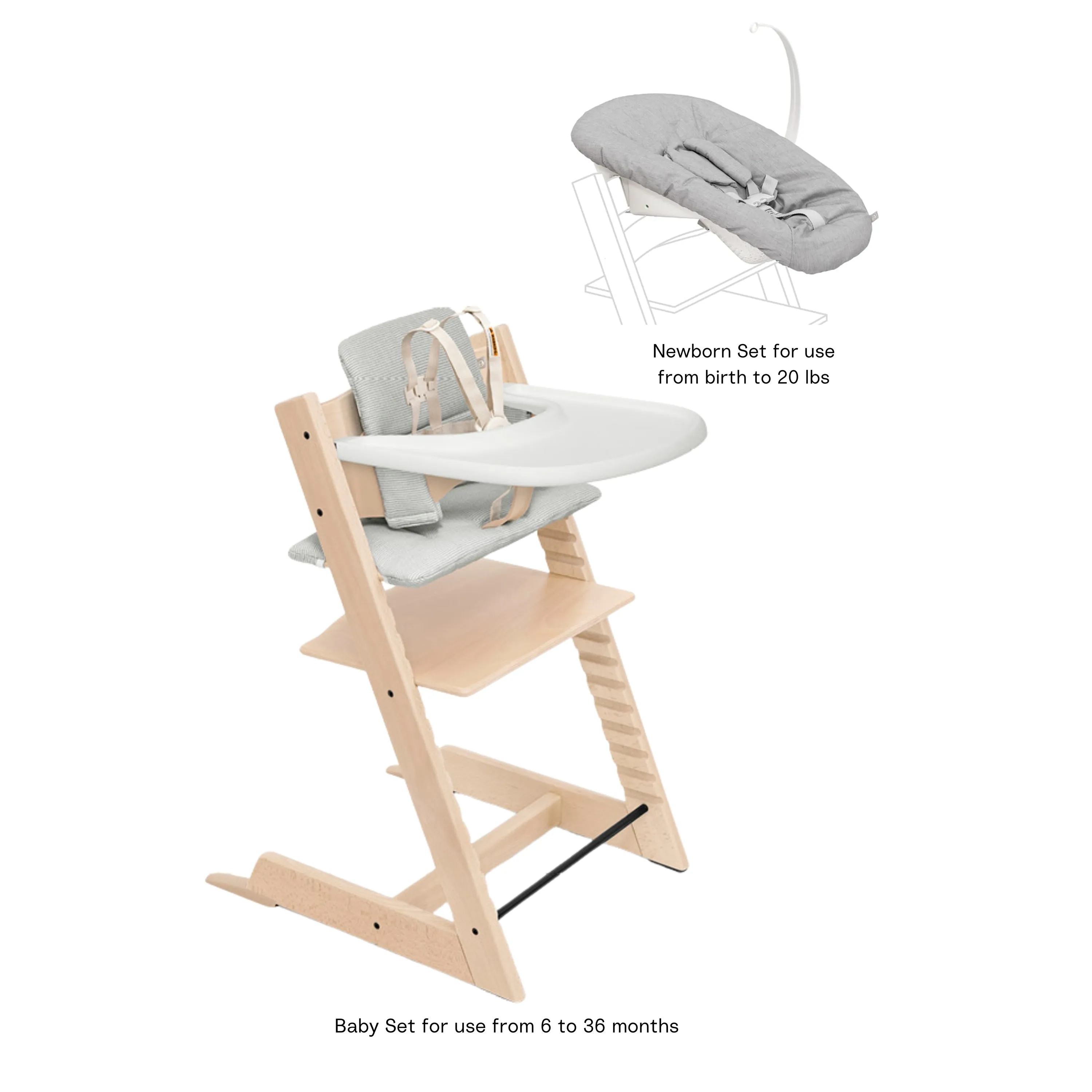 Tripp Trapp High Chair and Newborn Set with Tray