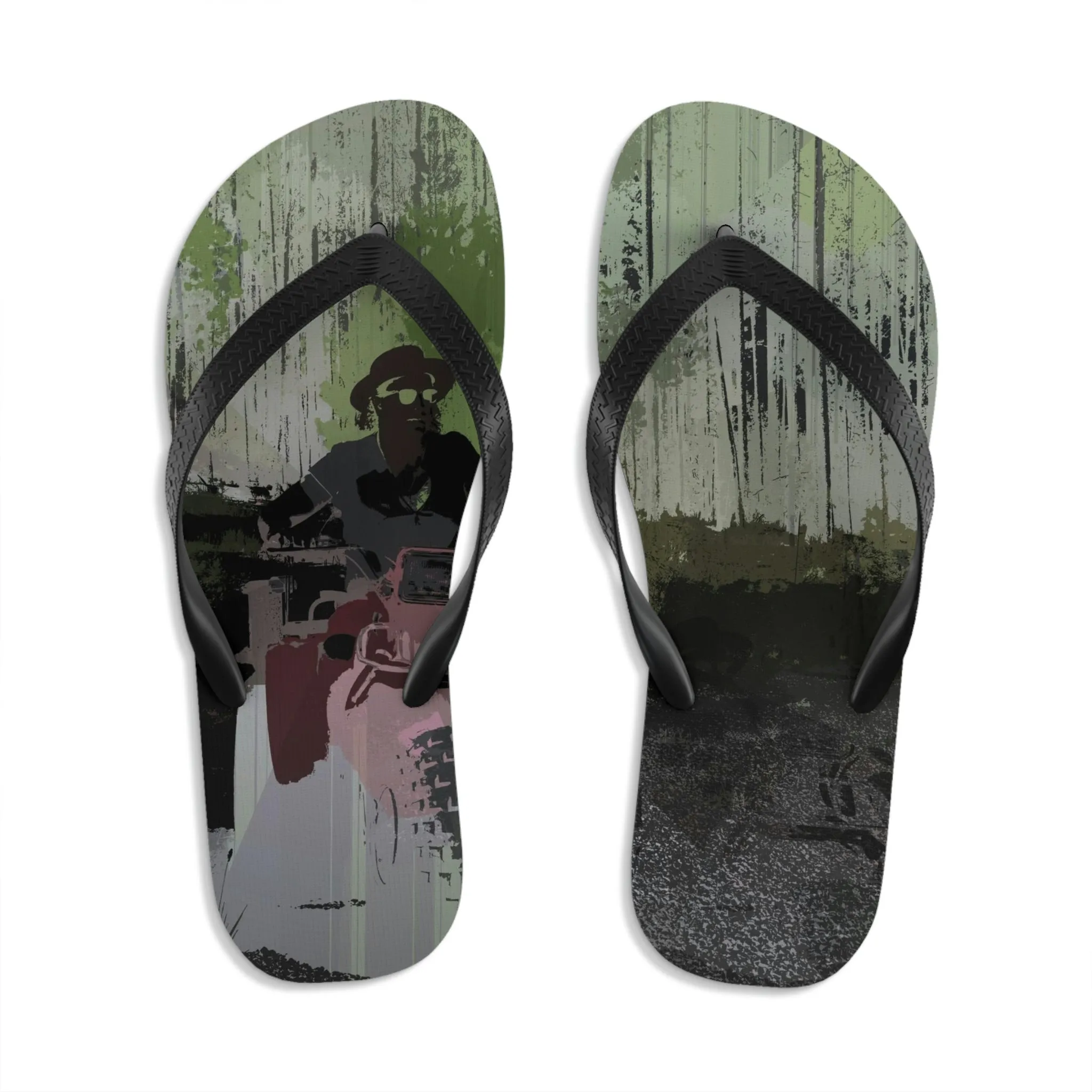 Unisex Flip-Flops ... 3-Wheeln' N' Groovin The Mountain Roads ... Central Idaho ... Original Works ...