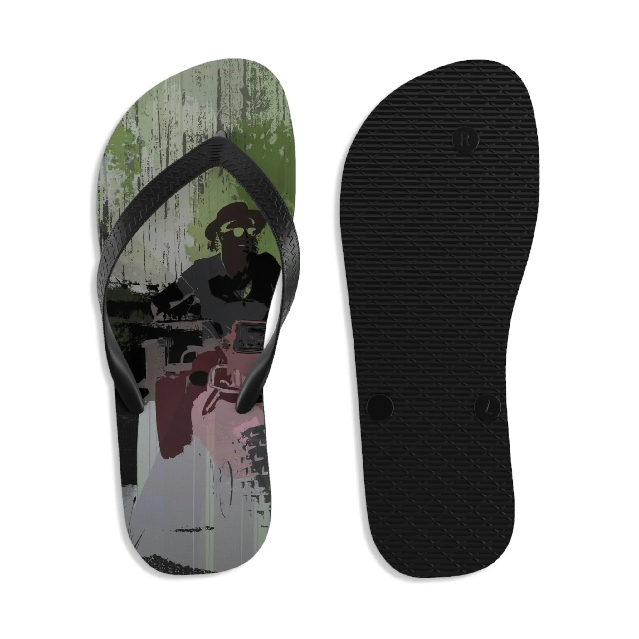 Unisex Flip-Flops ... 3-Wheeln' N' Groovin The Mountain Roads ... Central Idaho ... Original Works ...