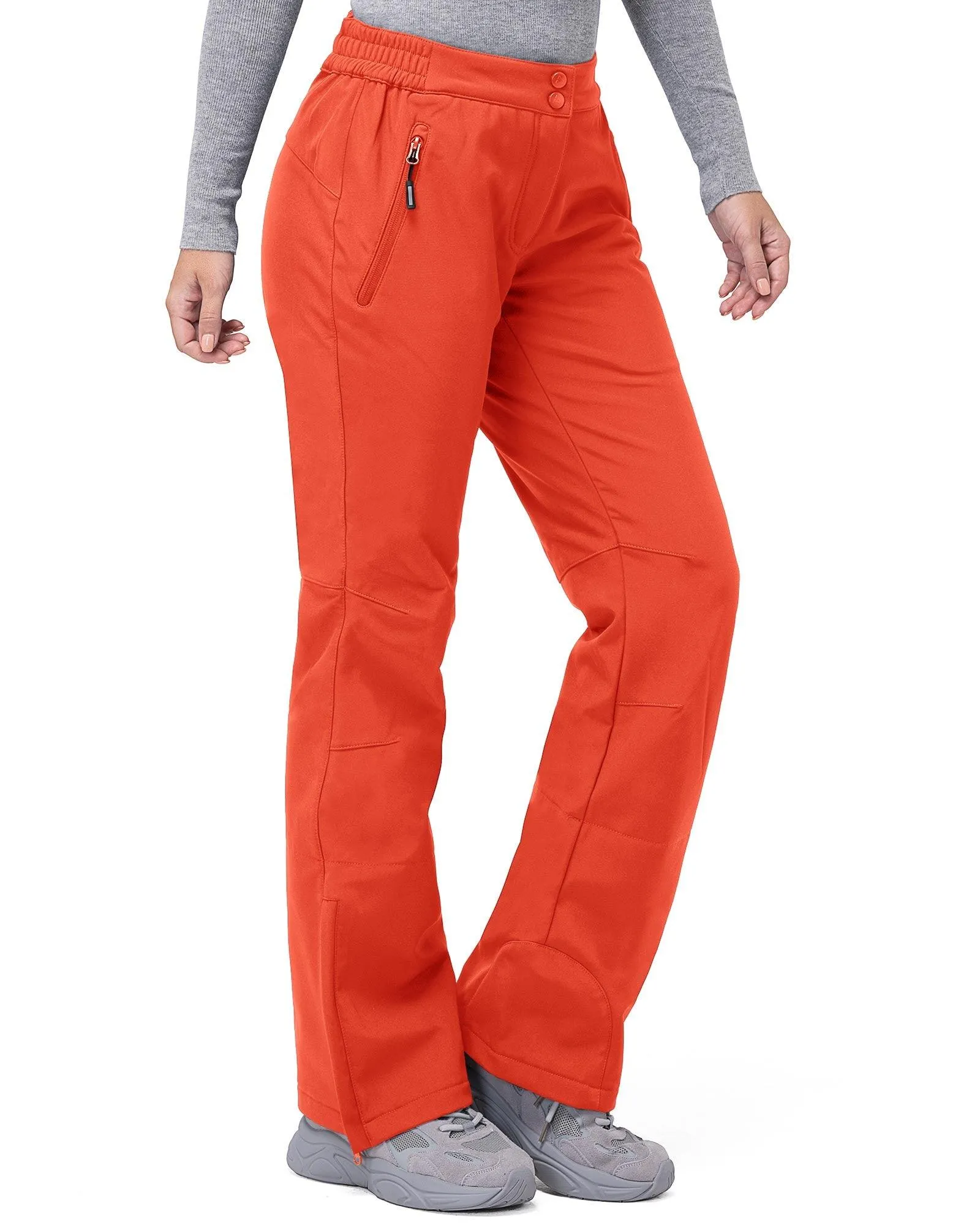 Women's Softshell Insulated Snow Pants with Boot Gaiters: 8000mm W/P Index